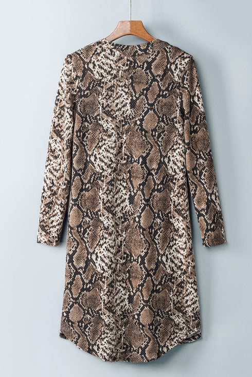 Print Colorblock Long Cardigan
